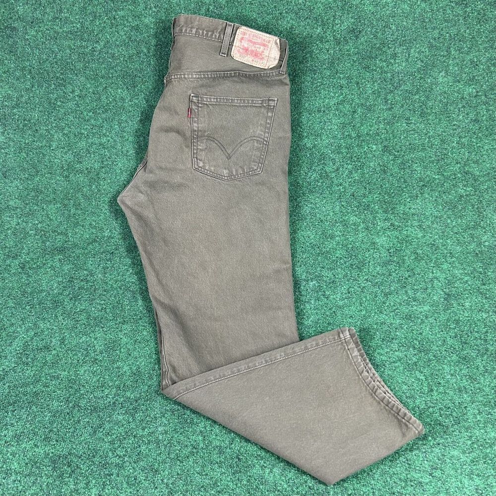Vintage Levis 501XX Mens 42x32 Olive Green Denim‎ Jeans Button Fly Mexico Made